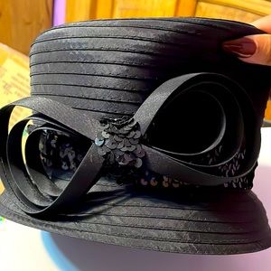 Vintage black sequence bow hat